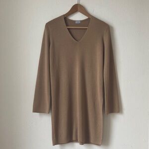 Marella Sport V-Neck Tan Sweater Tunic Dress S/M